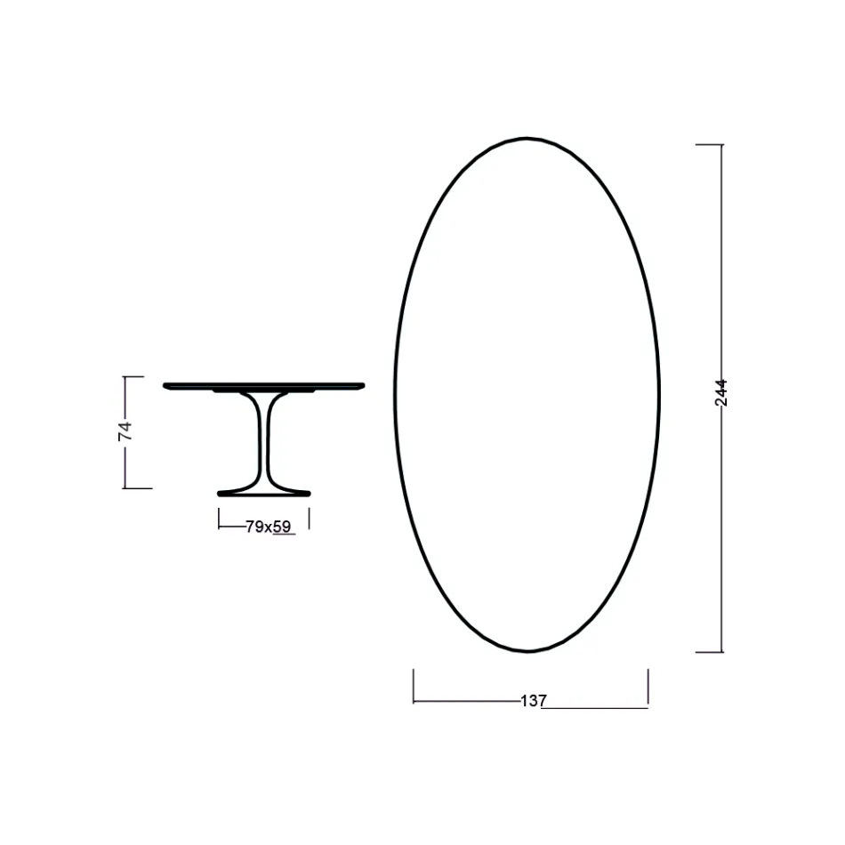Mesa Tulip Eero Saarinen H 73 Ovalada en Roble Natural Made in Italy - Escarlata Viadurini