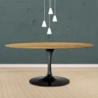 Mesa Tulip Eero Saarinen H 73 Ovalada en Roble Natural Made in Italy - Escarlata Viadurini