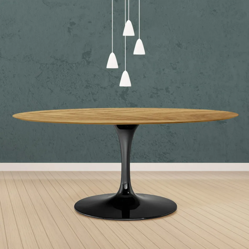 Mesa Tulip Eero Saarinen H 73 Ovalada en Roble Natural Made in Italy - Escarlata Viadurini