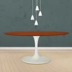 Mesa Tulip Eero Saarinen H 73 Ovalada en Roble Teñido de Cerezo Made in Italy - Escarlata Viadurini