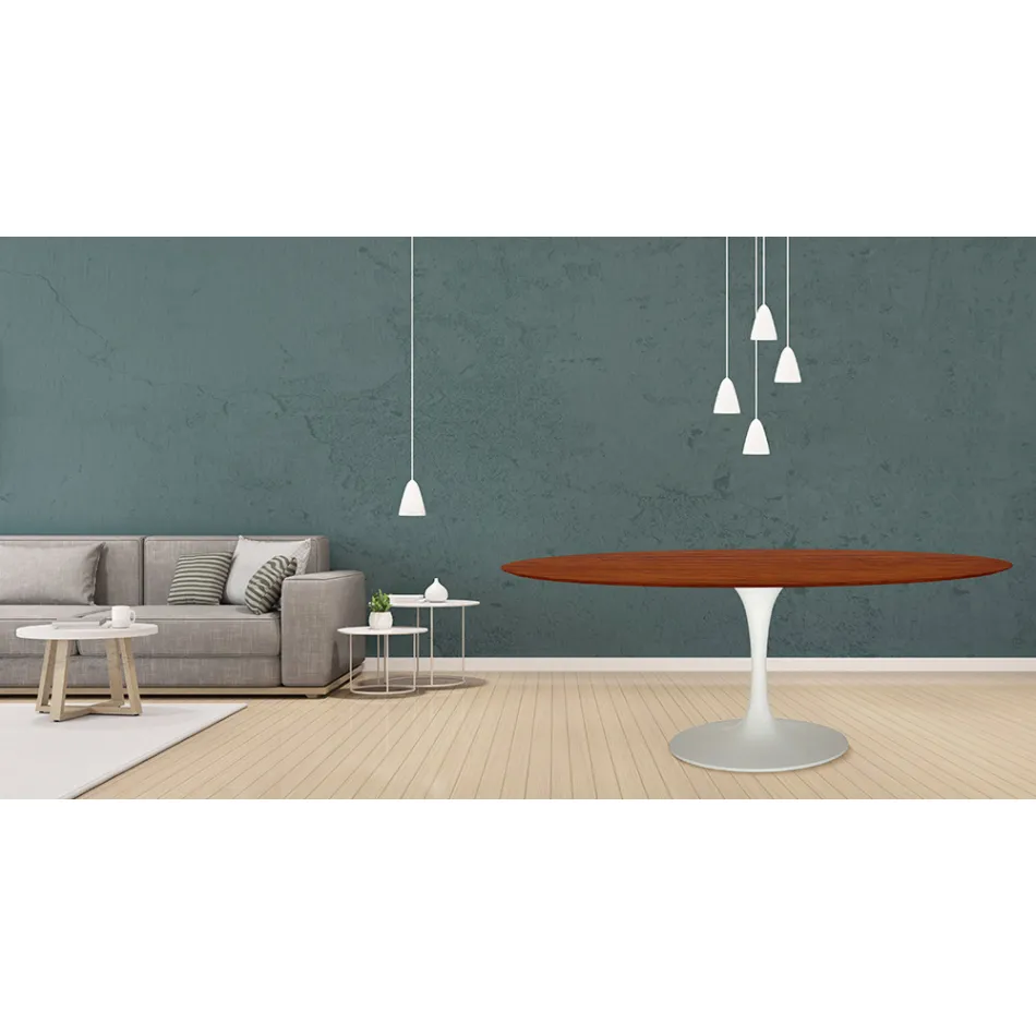 Mesa Tulip Eero Saarinen H 73 Ovalada en Roble Teñido de Cerezo Made in Italy - Escarlata Viadurini