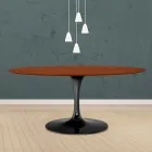 Mesa Tulip Eero Saarinen H 73 Ovalada en Roble Teñido de Cerezo Made in Italy - Escarlata Viadurini