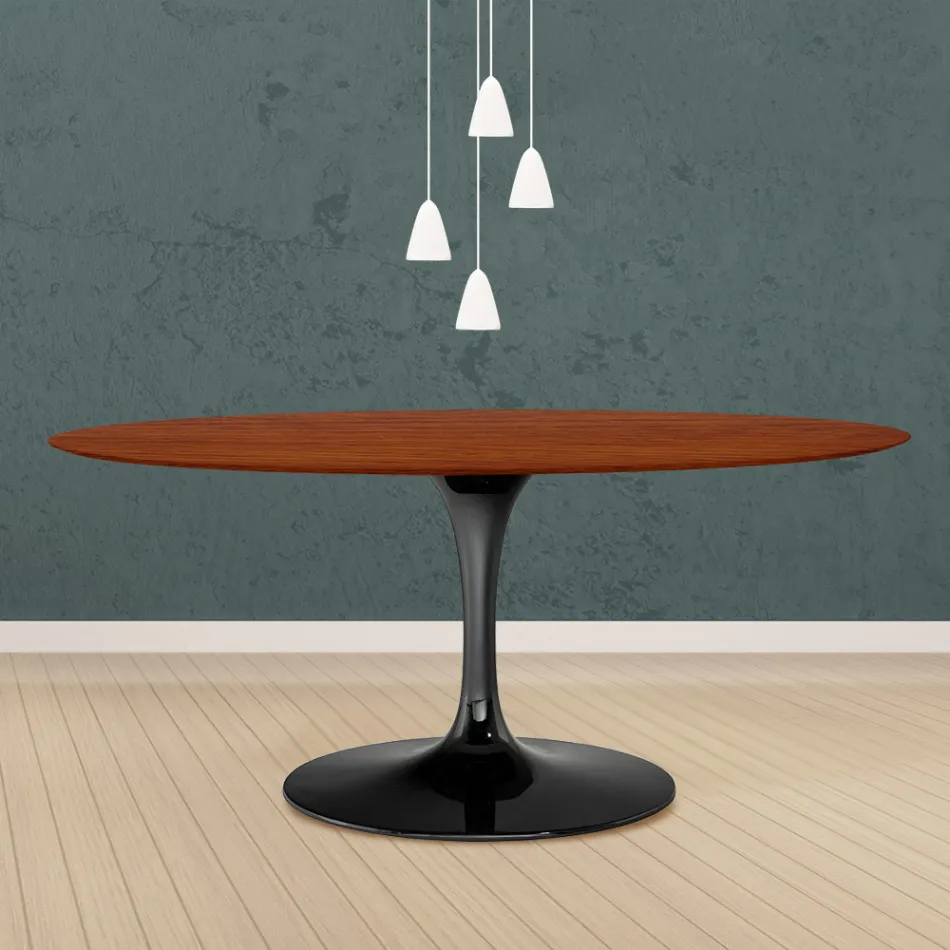 Mesa Tulip Eero Saarinen H 73 Ovalada en Roble Teñido de Cerezo Made in Italy - Escarlata Viadurini