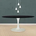 Mesa Tulip Eero Saarinen H 73 Ovalada en Roble Teñido de Negro Made in Italy - Escarlata Viadurini