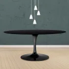 Mesa Tulip Eero Saarinen H 73 Ovalada en Roble Teñido de Negro Made in Italy - Escarlata Viadurini