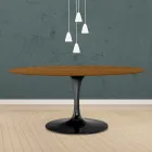 Eero Saarinen Mesa Tulip H 73 Ovalada en Roble Teñido de Nogal Claro Made in Italy - Escarlata Viadurini