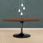 Eero Saarinen Mesa Tulip H 73 Ovalada en Roble Teñido Nogal Oscuro Made in Italy - Escarlata Viadurini