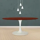 Eero Saarinen Mesa Tulip H 73 Ovalada en Roble Teñido de Palo de Rosa Made in Italy - Escarlata Viadurini