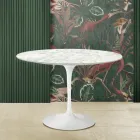 Eero Saarinen Mesa Tulip H 73 Redonda con Tapa de Mármol de Carrara Made in Italy - Escarlata Viadurini