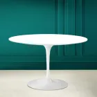 Mesa Tulip Eero Saarinen H 73 Redonda en Blanco Absoluto Made in Italy - Escarlata Viadurini