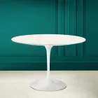 Mesa Tulip Eero Saarinen H 73 Redonda en Cerámica Crema Diamante Made in Italy - Escarlata Viadurini