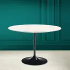 Mesa Tulip Eero Saarinen H 73 Redonda en Cerámica Crema Diamante Made in Italy - Escarlata Viadurini