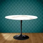 Mesa Tulip Eero Saarinen H 73 Redonda en Cerámica Entzo Made in Italy - Escarlata Viadurini