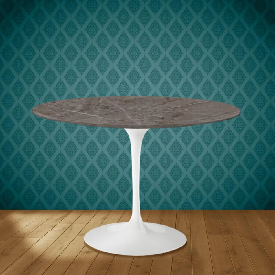 Mesa Tulip Eero Saarinen H 73 Redonda en Cerámica Kira Made in Italy - Escarlata Viadurini