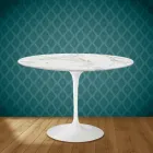 Mesa Tulip Eero Saarinen H 73 Redonda Cerámica Morpheus Made in Italy - Escarlata Viadurini