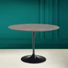 Mesa Tulip Eero Saarinen H 73 Redonda en Cerámica Pietra Gris Made in Italy - Escarlata Viadurini