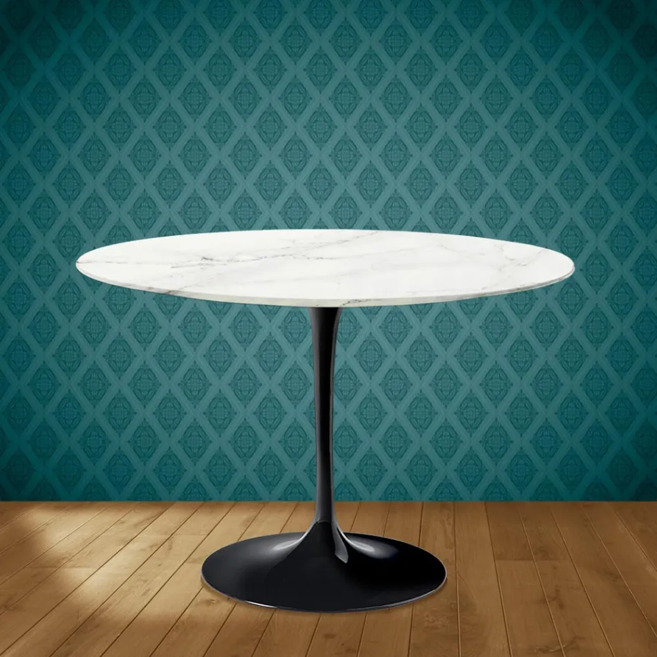 Mesa Tulip Eero Saarinen H 73 Redonda Cerámica Rem Made in Italy - Escarlata Viadurini