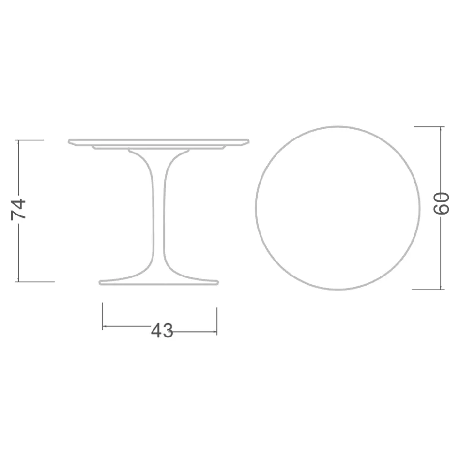 Mesa Tulip Eero Saarinen H 73 Redonda Cerámica Sirius Made in Italy - Escarlata Viadurini