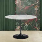 Eero Saarinen Mesa Tulip H 73 Redonda en Mármol Arabescato Made in Italy - Escarlata Viadurini