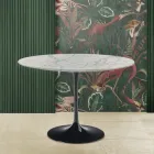 Mesa Tulip Eero Saarinen H 73 Redonda en Mármol de Carrara Statuarietto Viadurini