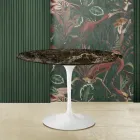 Eero Saarinen Mesa Tulip H 73 Redonda en Mármol Emperador Oscuro Made in Italy - Escarlata Viadurini