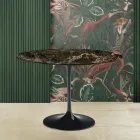 Eero Saarinen Mesa Tulip H 73 Redonda en Mármol Emperador Oscuro Made in Italy - Escarlata Viadurini