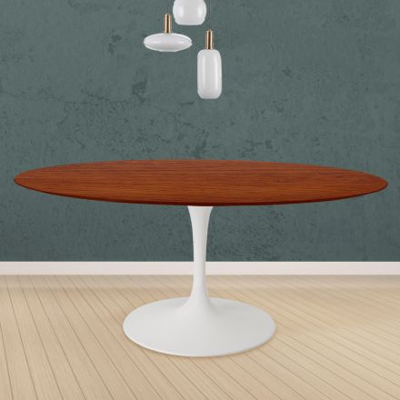 Mesa Tulip Eero Saarinen H 73 Redonda en Roble Teñido de Cerezo Made in Italy - Escarlata Viadurini