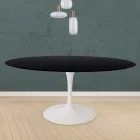 Mesa Tulip Eero Saarinen H 73 Redonda en Roble Teñido de Negro Made in Italy - Escarlata Viadurini