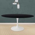 Eero Saarinen Mesa Tulip H 74 Redonda en Roble Teñido de Negro Made in Italy - Scarlet