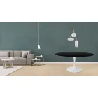 Mesa Tulip Eero Saarinen H 73 Redonda en Roble Teñido de Negro Made in Italy - Escarlata Viadurini