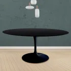 Mesa Tulip Eero Saarinen H 73 Redonda en Roble Teñido de Negro Made in Italy - Escarlata Viadurini