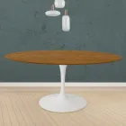 Eero Saarinen Mesa Tulip H 73 Redonda en Roble Teñido Nogal Claro Made in Italy - Escarlata Viadurini