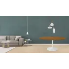 Eero Saarinen Mesa Tulip H 73 Redonda en Roble Teñido Nogal Claro Made in Italy - Escarlata Viadurini
