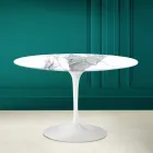 Mesa Tulip Eero Saarinen H 73 Redonda en Statuario Altissimo Made in Italy - Escarlata Viadurini