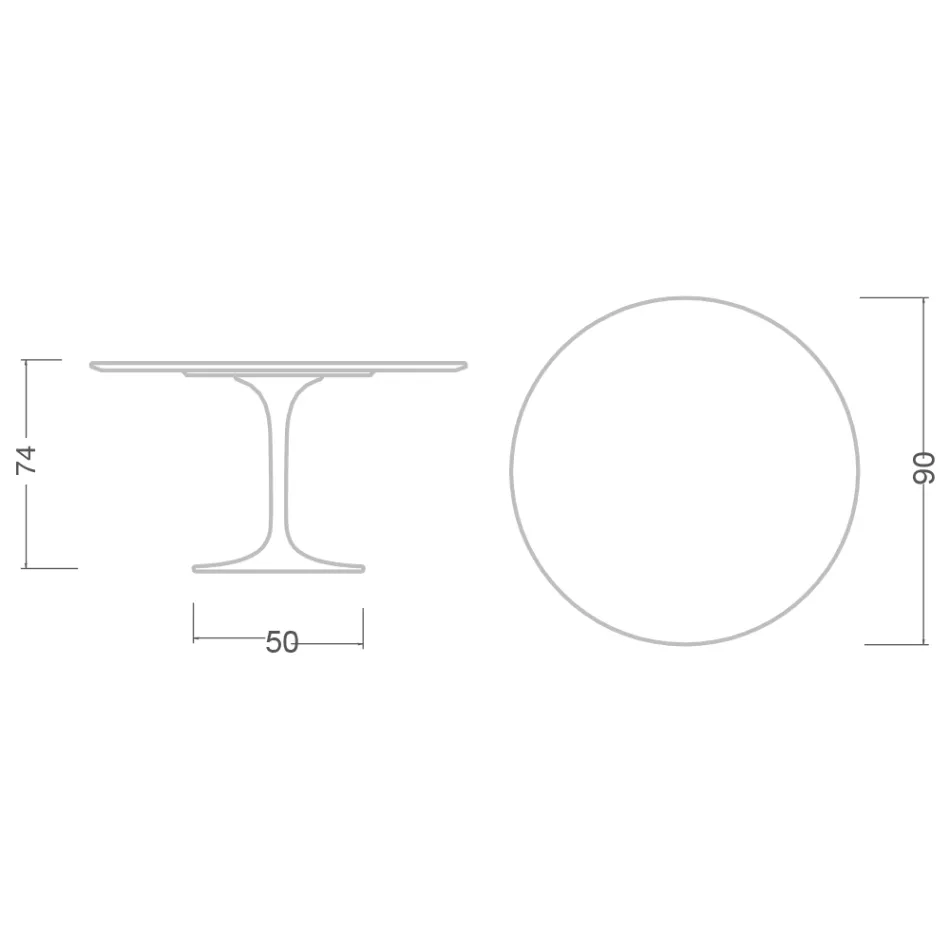 Mesa Tulip Eero Saarinen H 73 Redonda en Statuario Altissimo Made in Italy - Escarlata Viadurini
