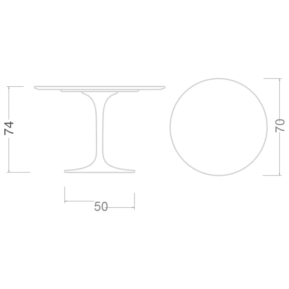 Eero Saarinen Mesa Tulip H 74 con Tablero Laminado Líquido Negro Made in Italy - Escarlata Viadurini