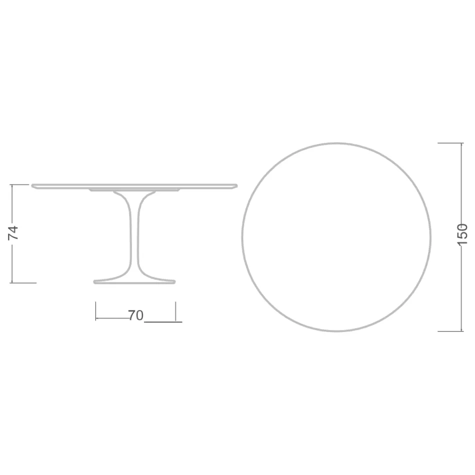 Mesa Eero Saarinen Tulip H 74 con Tablero MDF Laminado Líquido Negro - Escarlata Viadurini