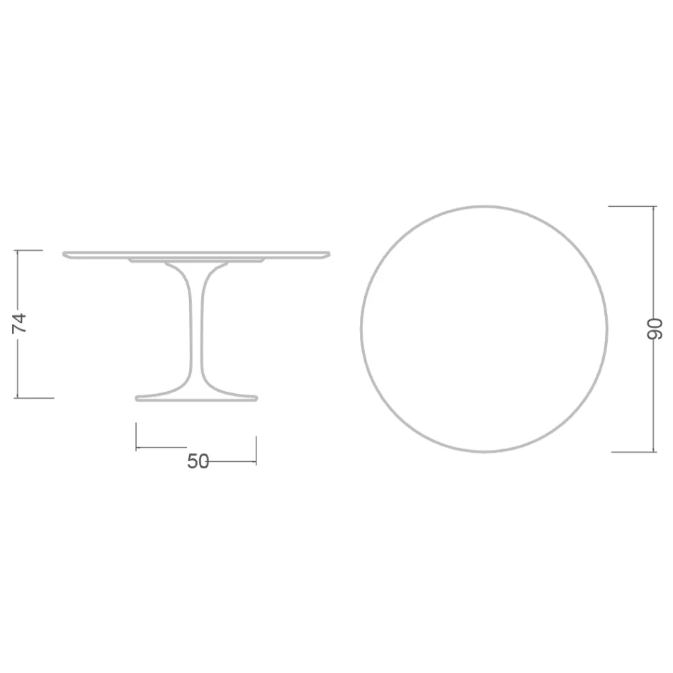 Mesa Tulipán de Eero Saarinen, 74 cm de altura, en cerámica Domoos, fabricada en Italia - Escarlata Viadurini