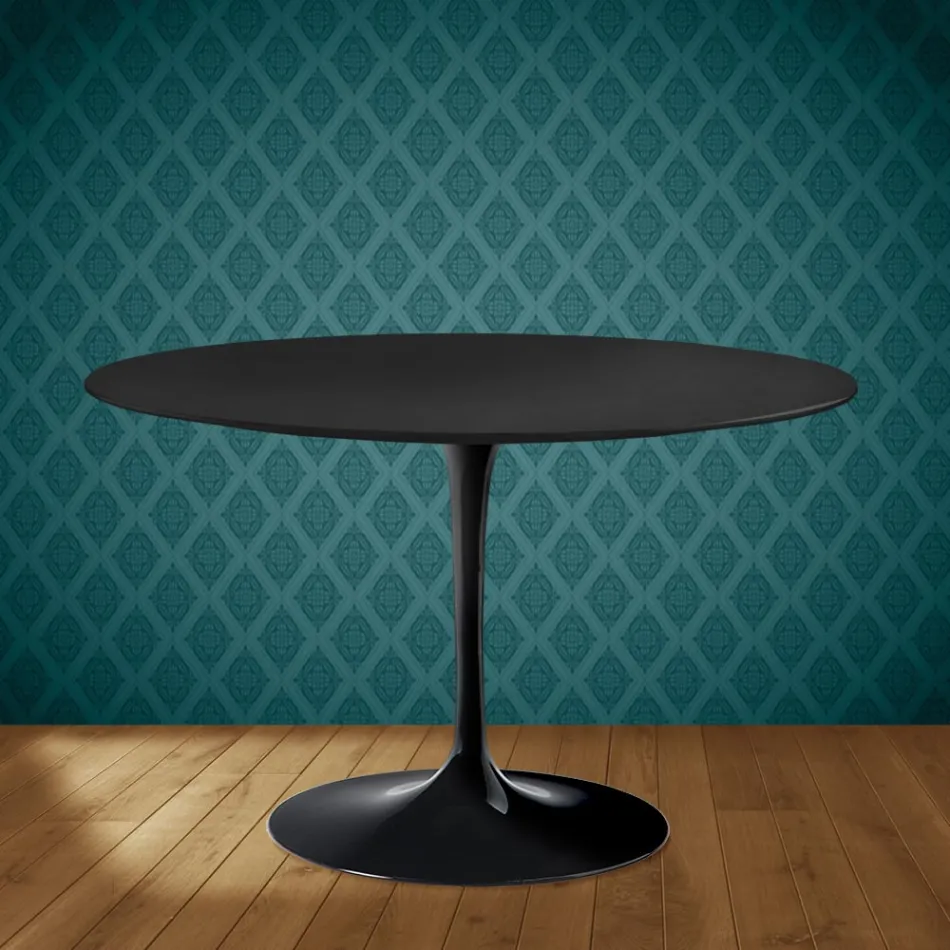 Mesa Tulipán de Eero Saarinen, 74 cm de altura, en cerámica Domoos, fabricada en Italia - Escarlata Viadurini