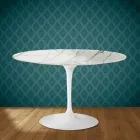 Mesa Tulipán de Eero Saarinen, 187 cm de altura, cerámica pulida, fabricada en Italia - Escarlata Viadurini