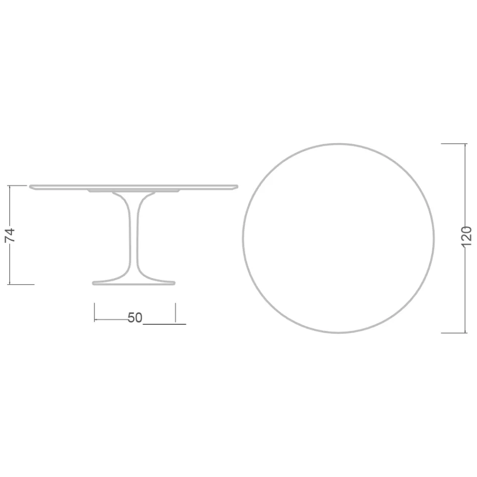 Mesa Tulipán de Eero Saarinen, 187 cm de altura, cerámica pulida, fabricada en Italia - Escarlata Viadurini