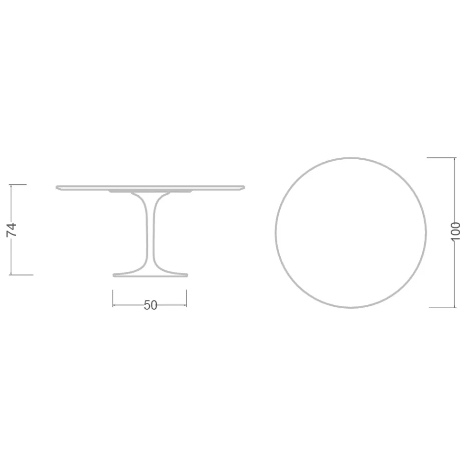 Mesa Tulipán de Eero Saarinen, 74 cm de altura, en cerámica Marmorio, fabricada en Italia - Escarlata Viadurini