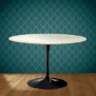 Mesa Tulipán de Eero Saarinen, 74 cm de altura, en cerámica Marmorio, fabricada en Italia - Escarlata Viadurini