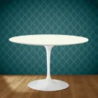 Mesa Tulipán de Eero Saarinen, 74 cm de altura, cerámica Moonè, fabricada en Italia - Escarlata Viadurini