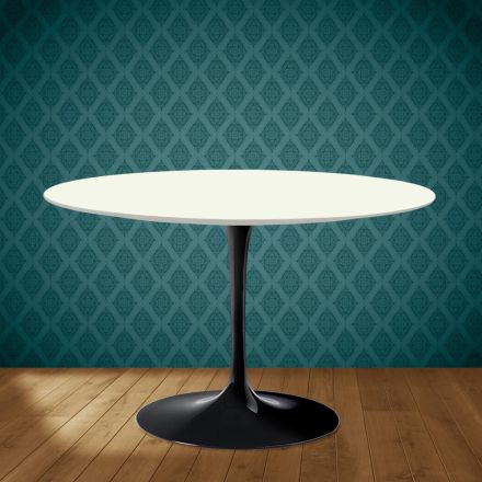 Mesa Tulipán de Eero Saarinen, 74 cm de altura, cerámica Moonè, fabricada en Italia - Escarlata Viadurini
