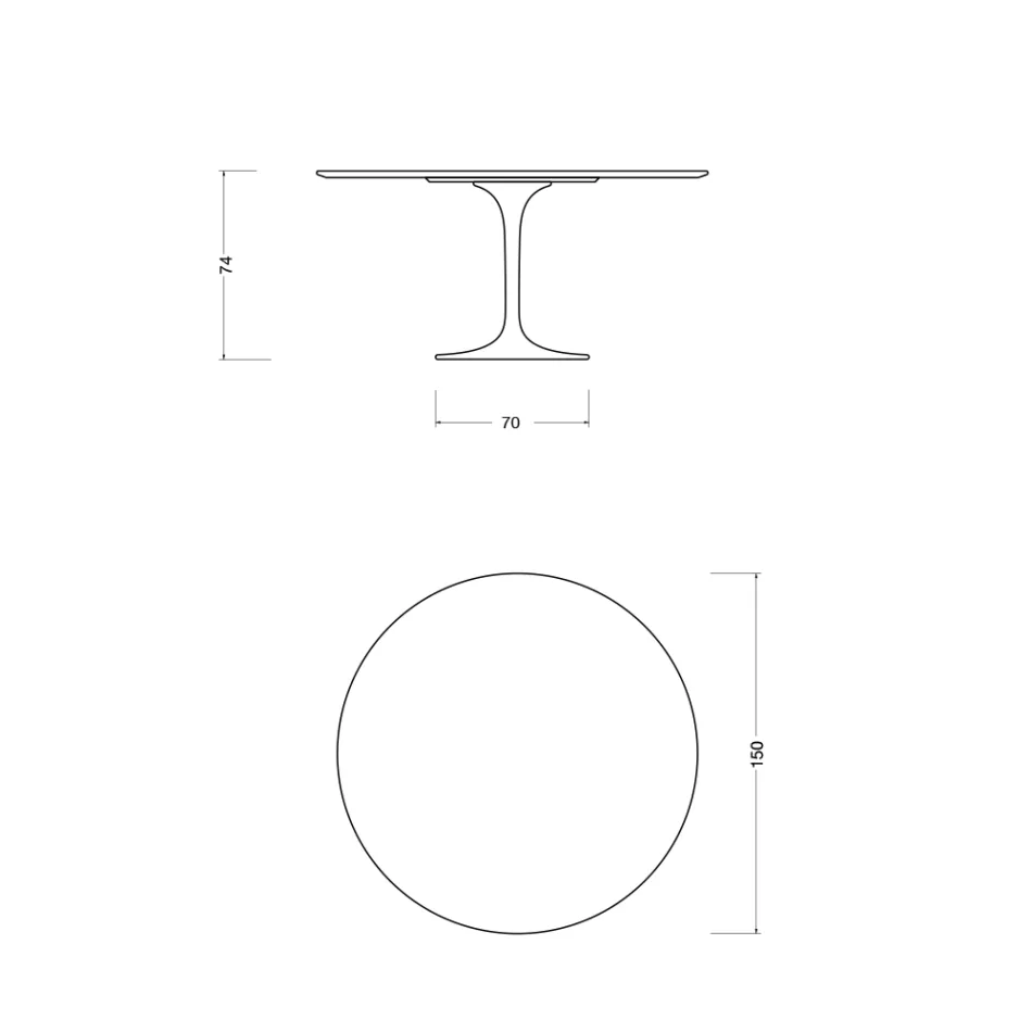 Mesa Tulipán Eero Saarinen H 74 en Cerámica Morpheus Made in Italy - Escarlata Viadurini