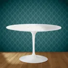 Mesa Tulipán de Eero Saarinen, 74 cm de altura, en cerámica Salina, fabricada en Italia - Escarlata Viadurini