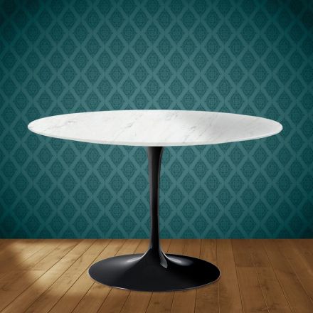 Mesa Tulipán de Eero Saarinen, 74 cm de altura, en cerámica Salina, fabricada en Italia - Escarlata Viadurini