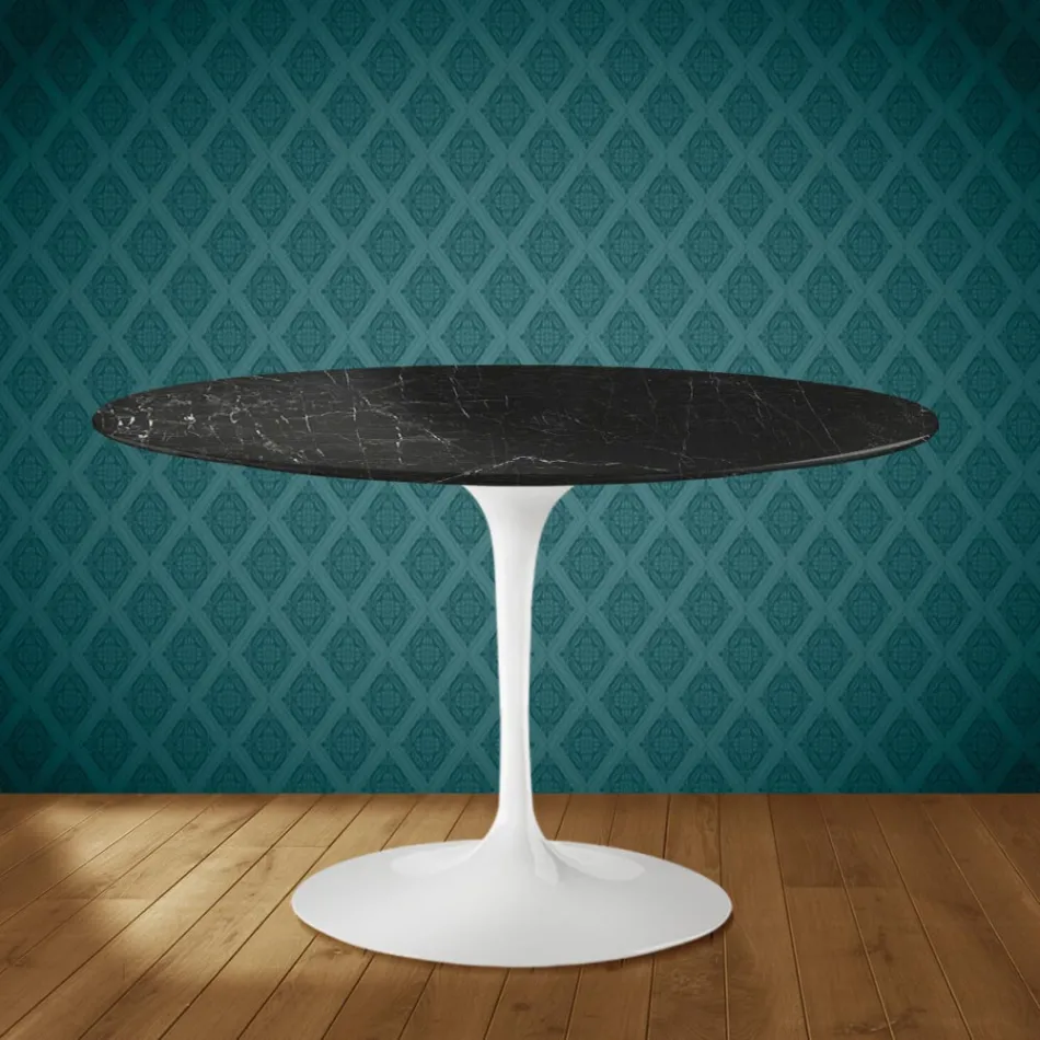 Mesa Tulipán de Eero Saarinen, 74 cm de altura, en cerámica Somnia, fabricada en Italia - Escarlata Viadurini