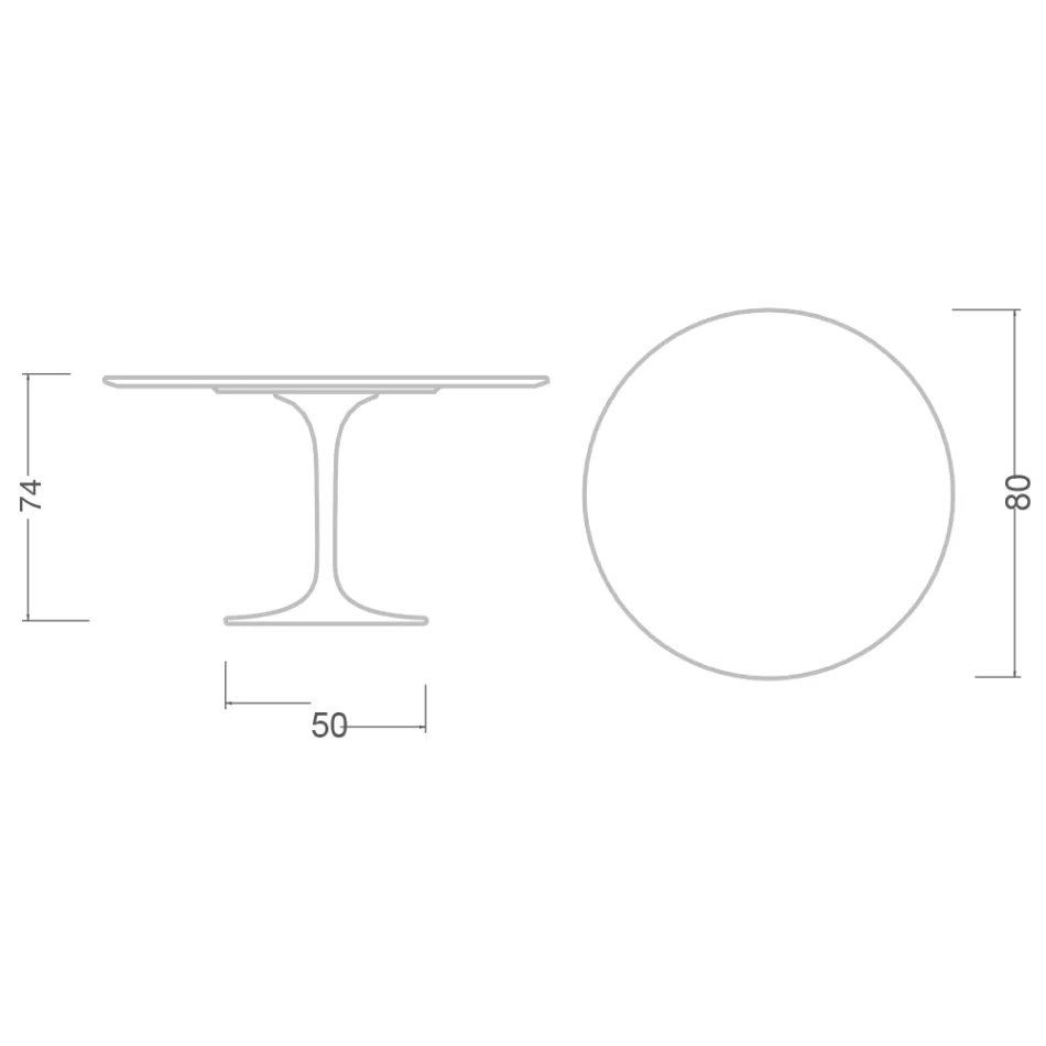 Mesa Tulipán de Eero Saarinen, 74 cm de altura, en cerámica Somnia, fabricada en Italia - Escarlata Viadurini